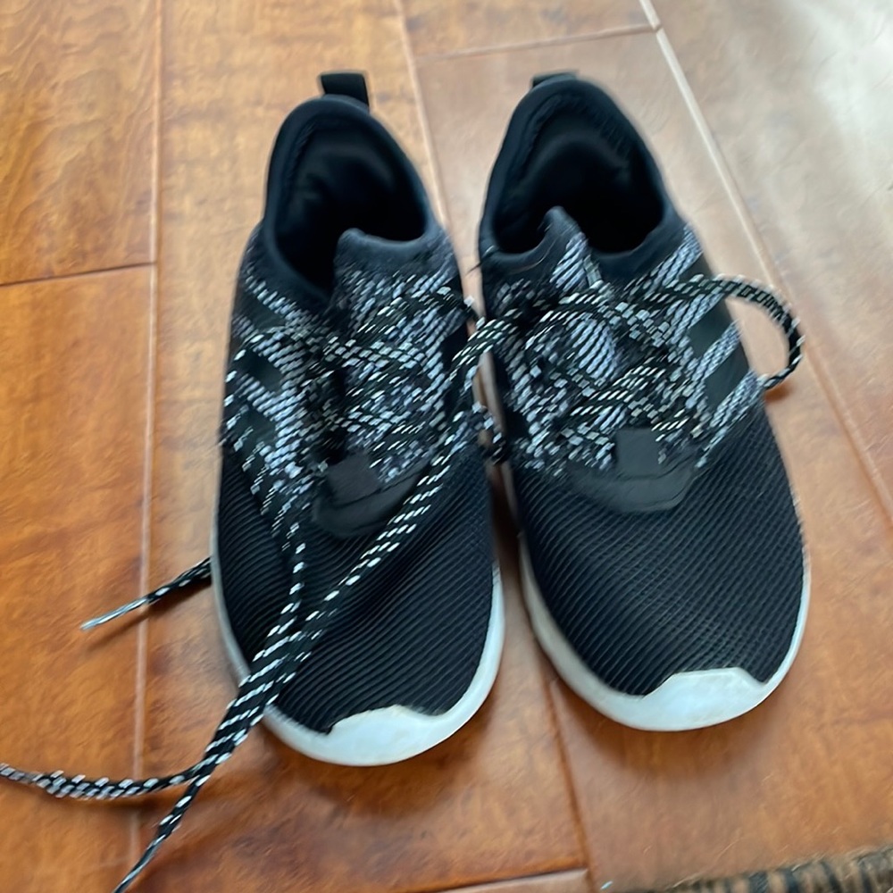 Boys adidas sneakers black and white size 1